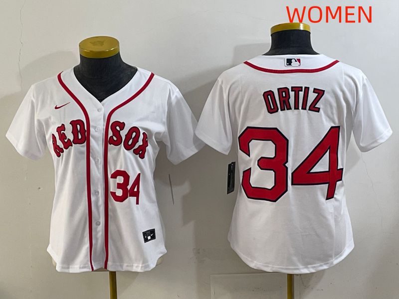 Women 2025 Boston Red Sox 34 Ortiz White Game Nike MLB Jersey style 4